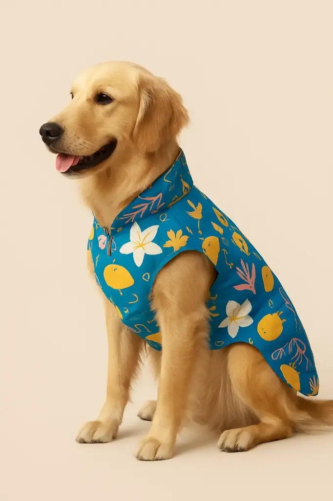 AW25 CHEEKu Blue Printed Jacket (Yellow Reversible)