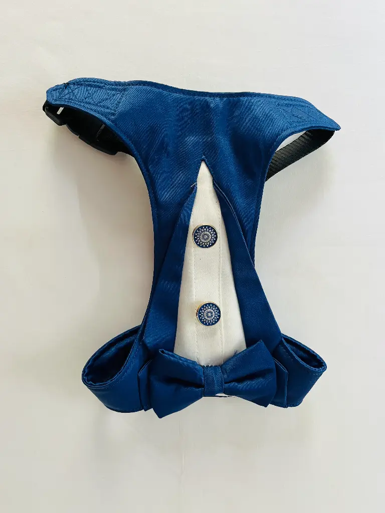 SS25 CHEEKu Blue Tuxedo Dog Harness